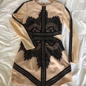 Lace and leather trim dress